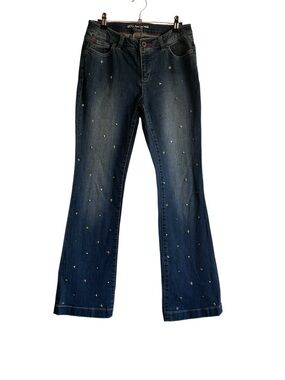 Peace Love World Studded Flare Jeans Women’s Size 4 Blue Y2K Boho Stretch